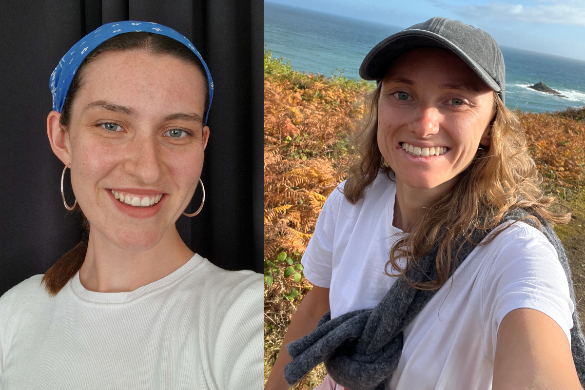 Anouk (links) und Sarah posieren jewels f&uuml;r ein Selfie.